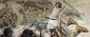 David Cuts off the Head of Goliath by James Tissot, watercolor painting